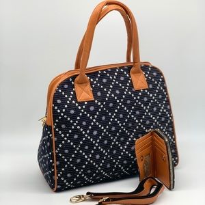 Cotton Satchel And Wallet Set